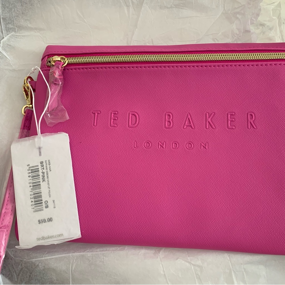 New! Ted Baker London Wristlet Pouch in Bright Pink.